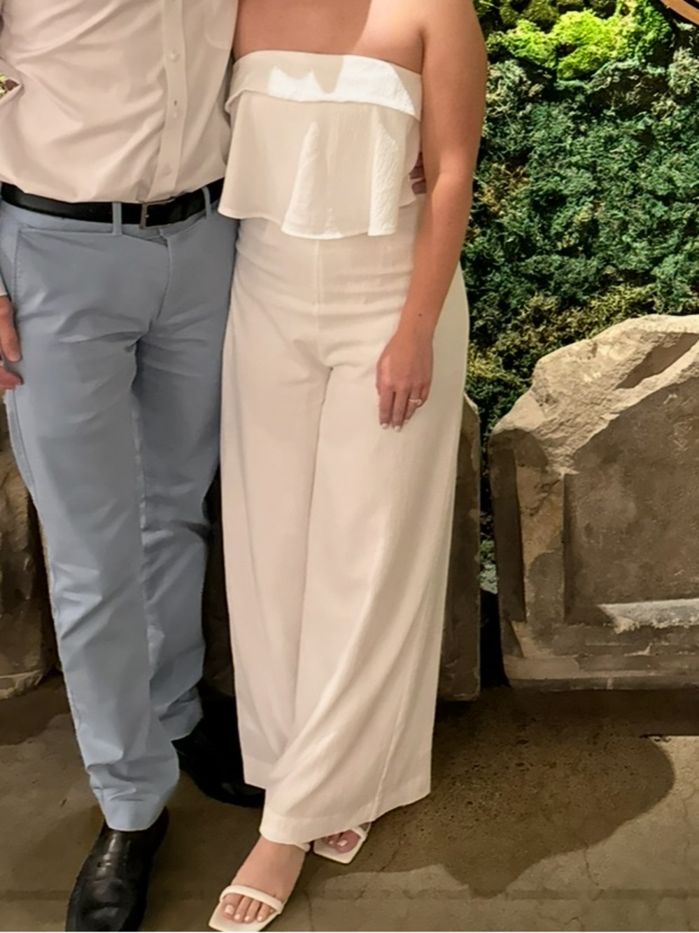 Petal & Pup Strapless Ruffle Wide-Leg Jumpsuit - White